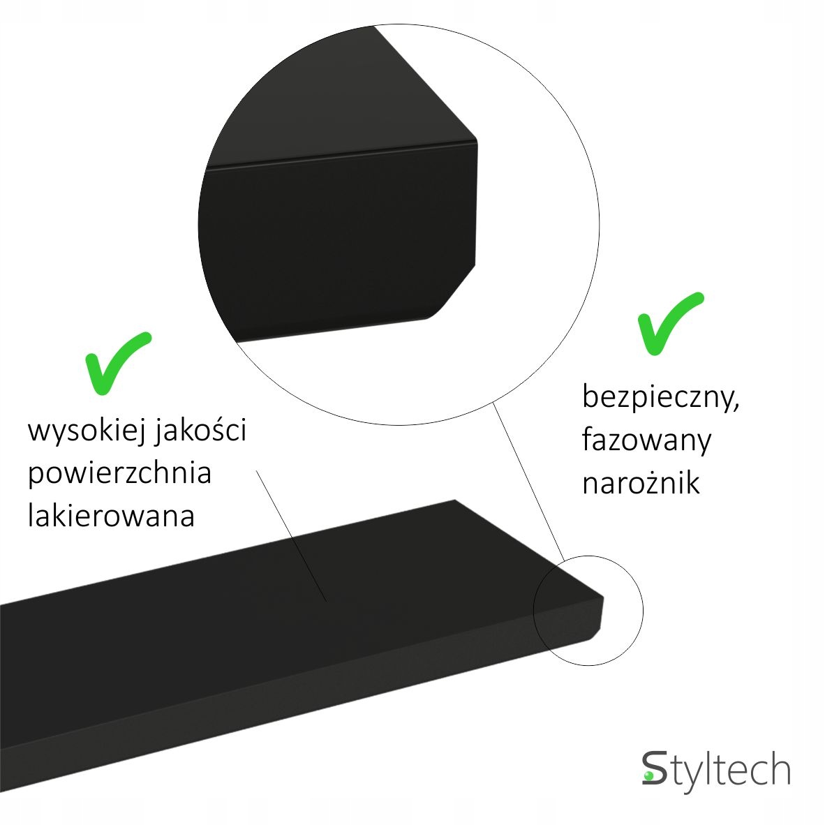 Uchwyt meblowy krawędziowy ANE 680mm CZARNY MAT Marka Styltech
