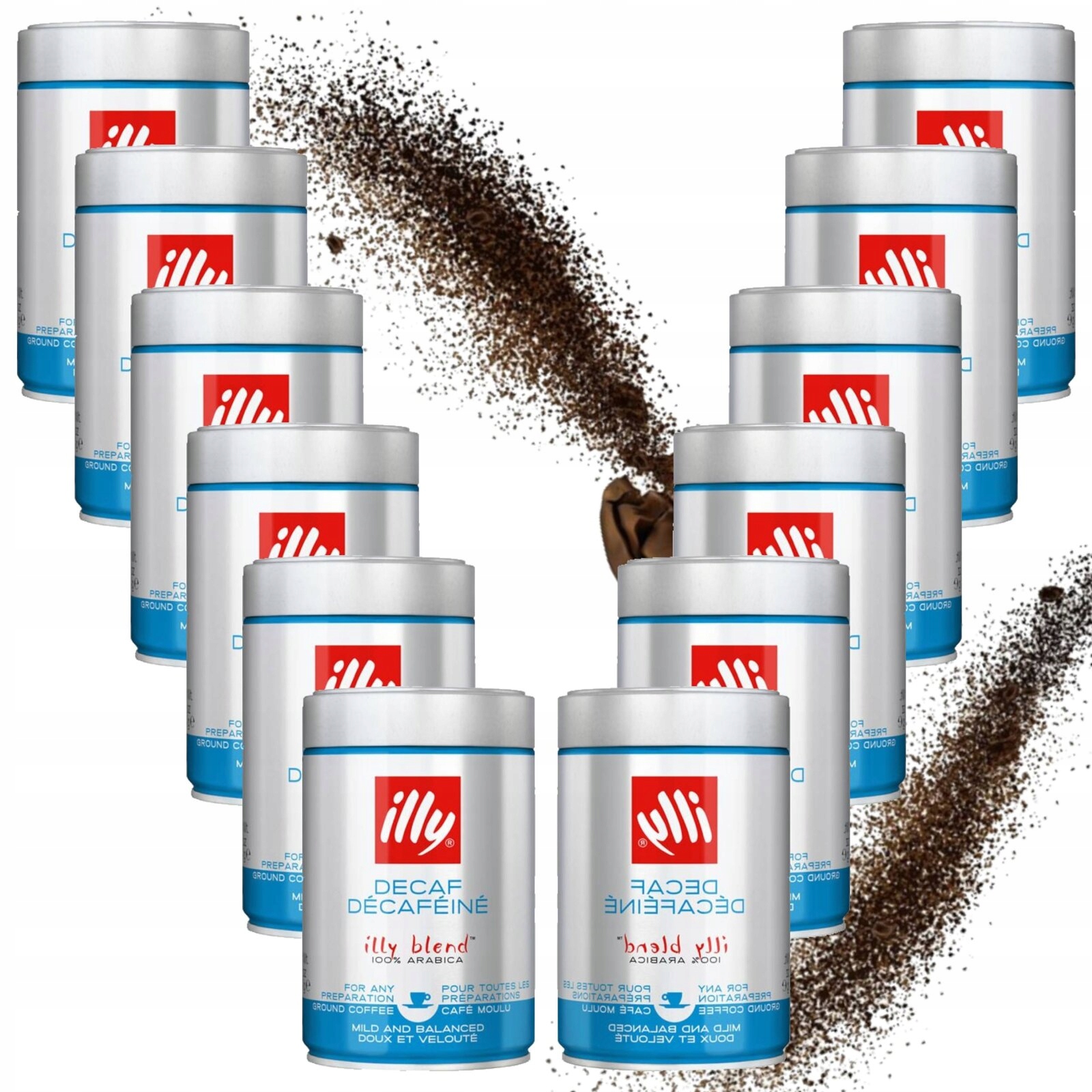 Levně Sada Mletá káva illy Decaf bez kofeinu 100 Arabika 12x250g
