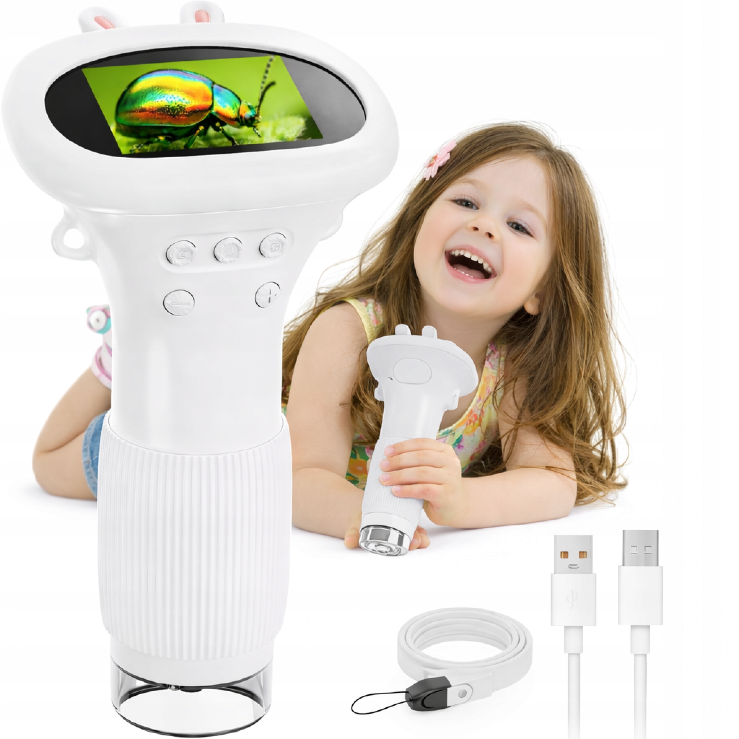Dziecięcy kieszonkowy mikroskop cyfrowy -zabawka edukacyjna ekran LCD Led