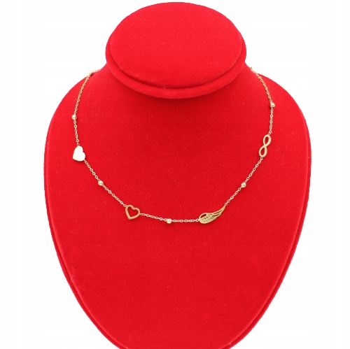 Złota Celebrytka ze stali chirurgicznej 316l X372 Skrzydełko Nieskończoność