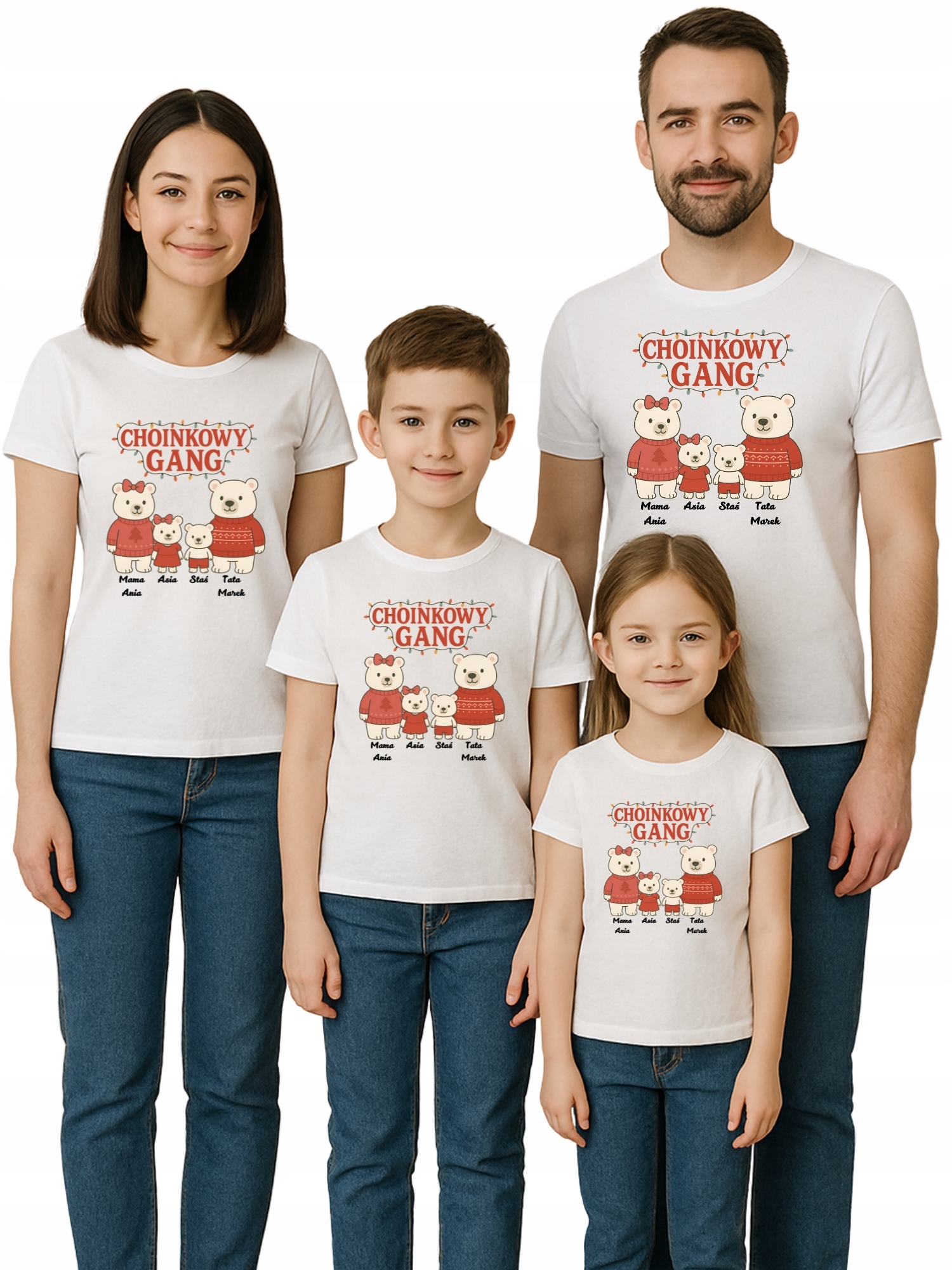 Vánoční trička pro celou rodinu s potiskem Bílá jména R-l