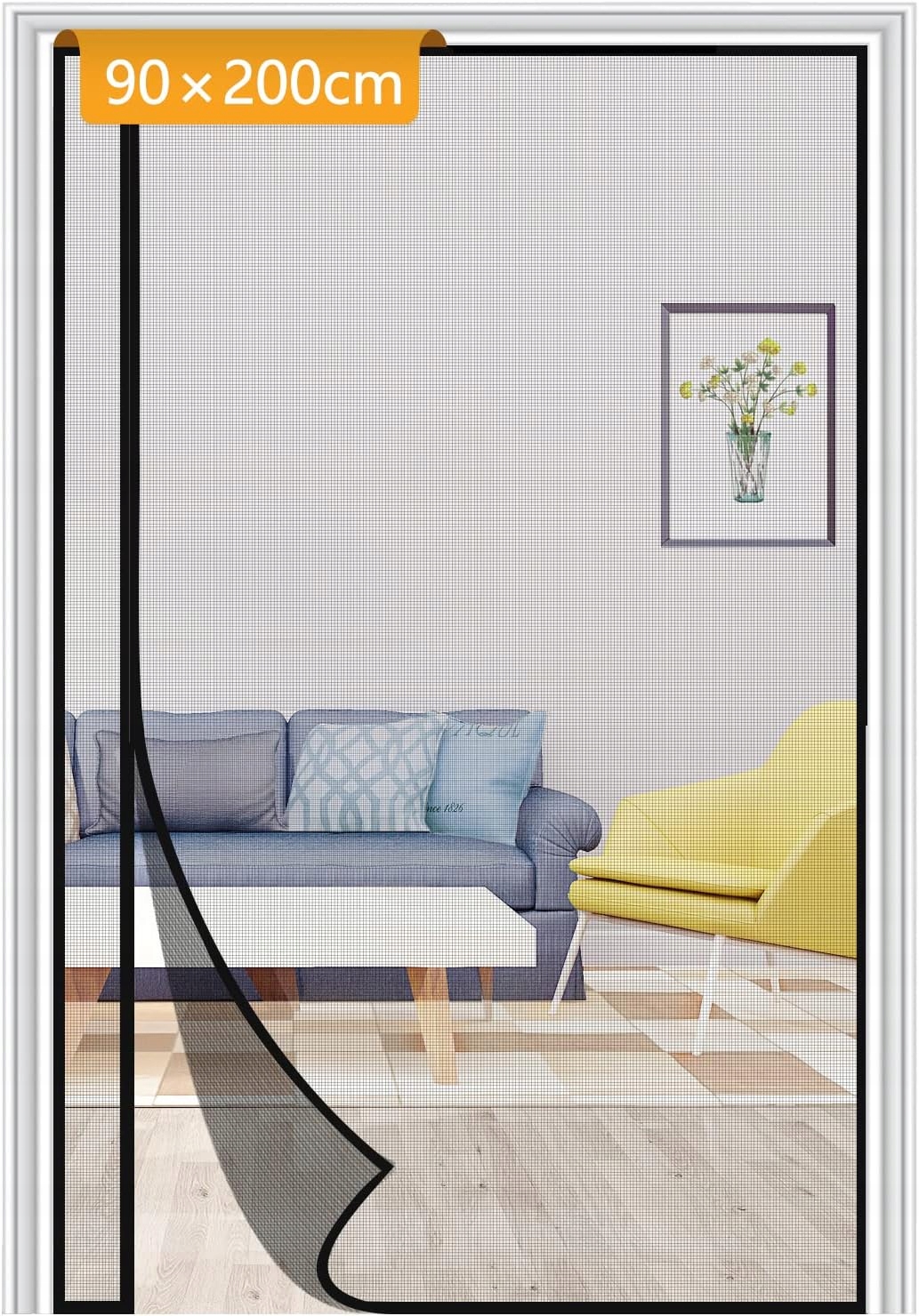 Moskitiera na drzwi magnetyczna Yotache 90x200 cm lewo/prawo bez wiercenia