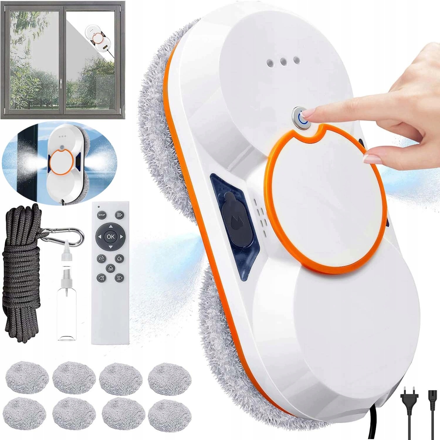 Robot Na Mytí Oken A Zrcadel, Automatická Myčka 10 Mopů, Silný Set