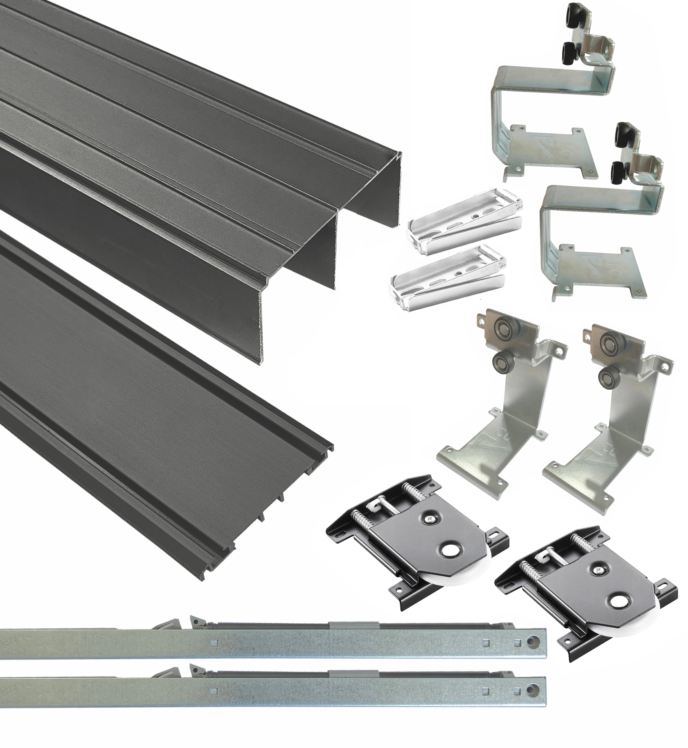 Systém pre posuvnú skriňu so skrytými vozíkmi Slidix Čierny 1,5M