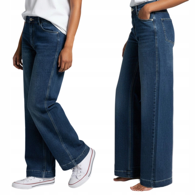 M.Sara Spodnie Damskie Jeansy Szerokie Nogawki Wysoki Stan 2XL 44