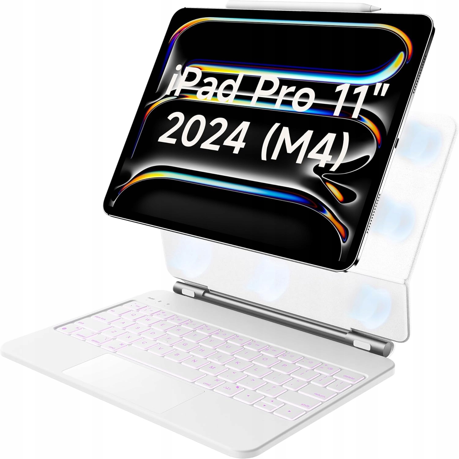 Klávesnice pro iPad Pro 11“ 5/4 gen s pouzdro Azerty, podsvícená, bílá Hou