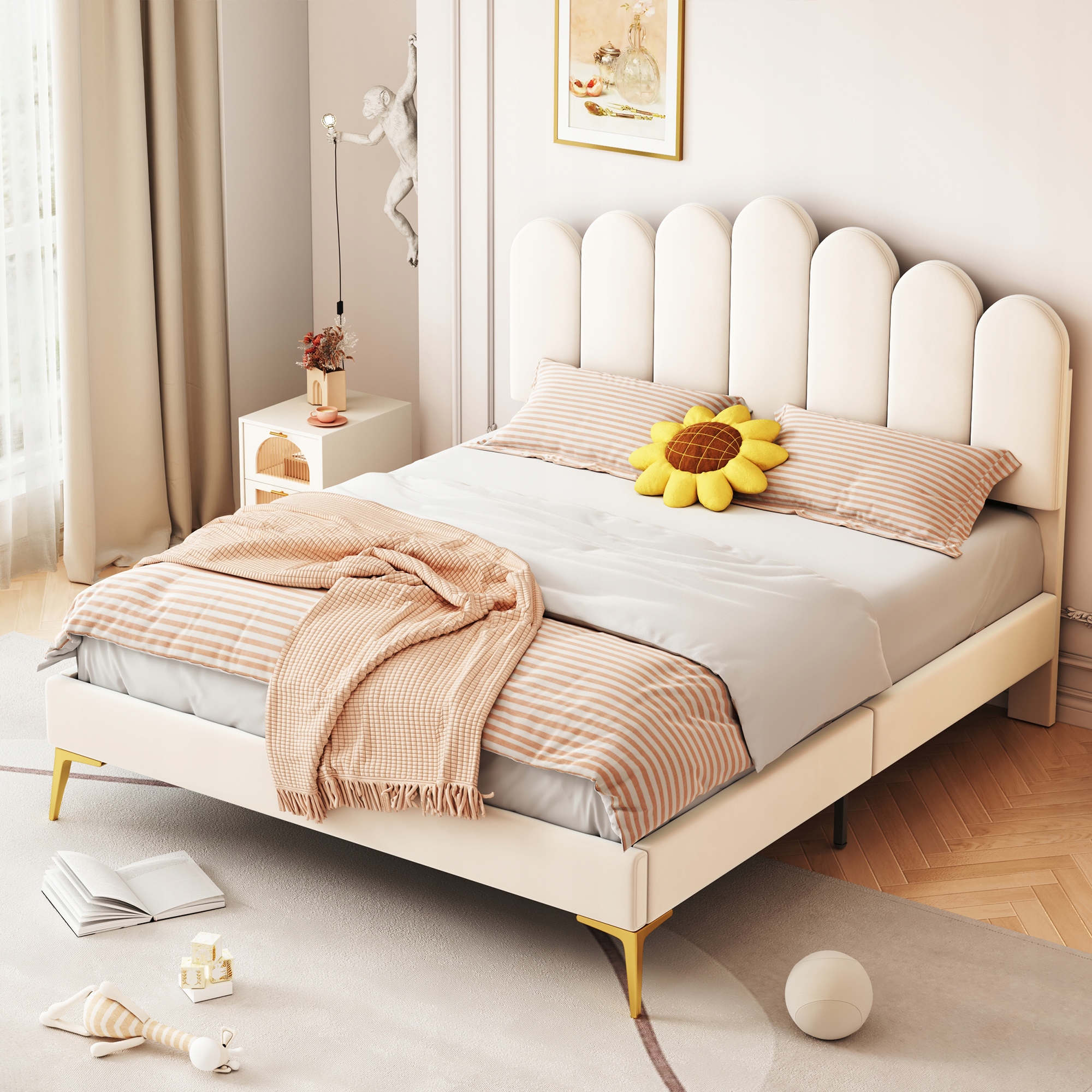 Letto Imbottito 140X200 Beige - Xylo