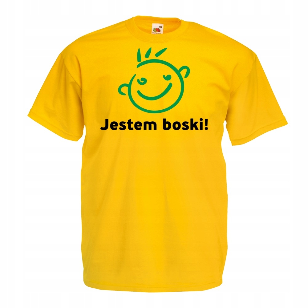 

Koszulka z nadrukiem zabawna jestem boski! S żółt