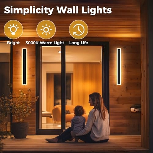 Długie Lampy Zewnętrzne Ścienne Ciepła Biała Czarne 100cm IP65 LOHAS-LED — miniatura 2