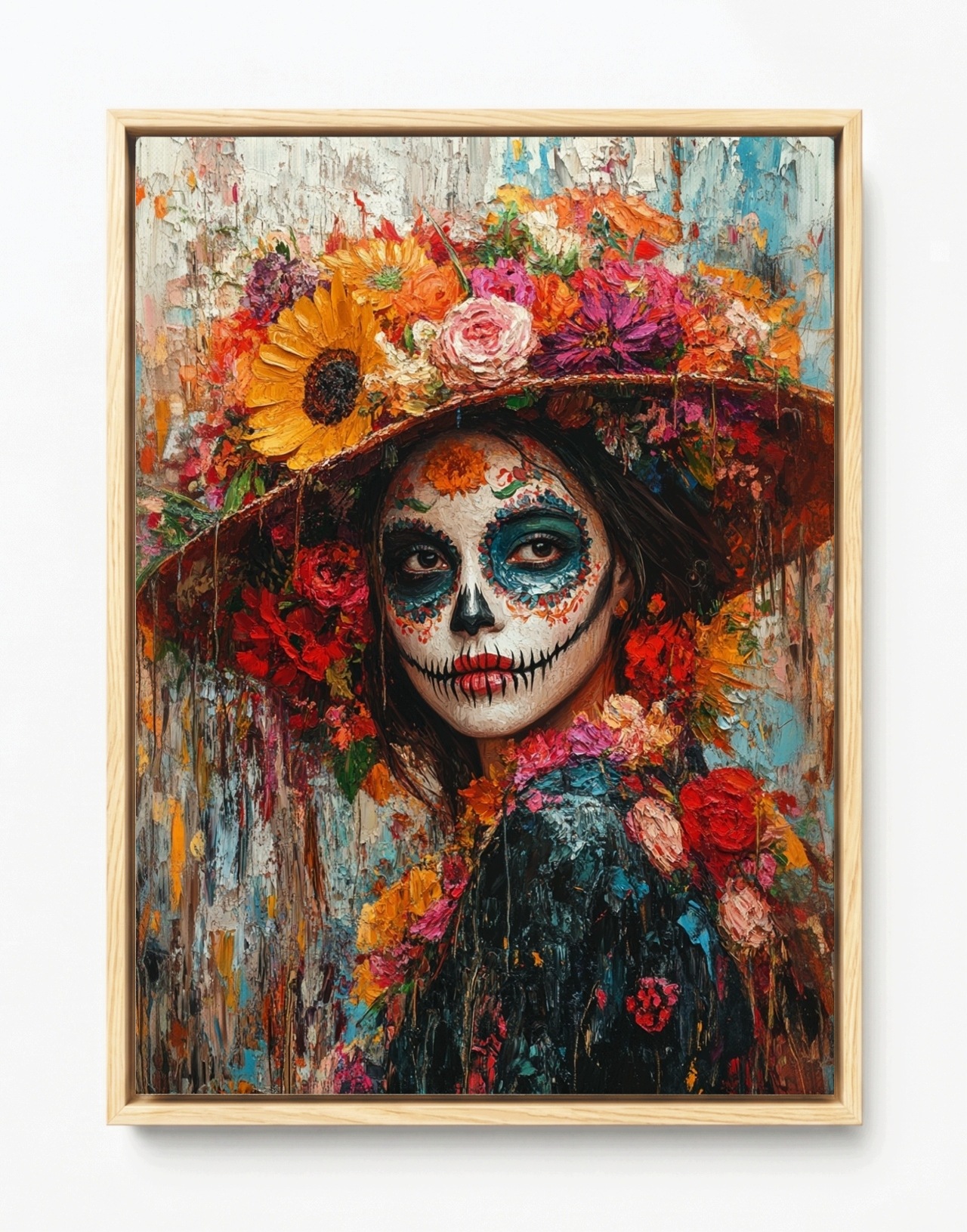 Obraz Rám American Box Portrét La Catrina Santa Muerte Folk Mexik 60x80