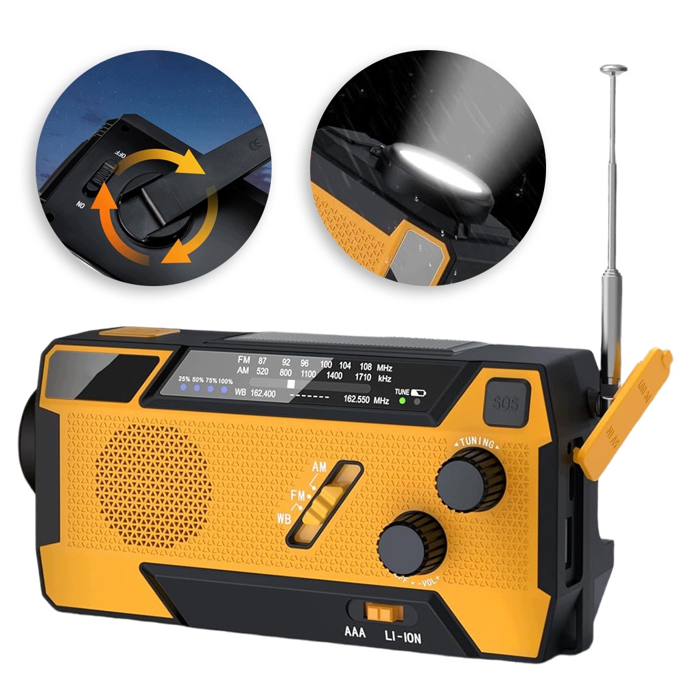 Přenosné Am/fm rádio s baterií 2000 mAh, 3 pásma, Usb kabel součástí balení