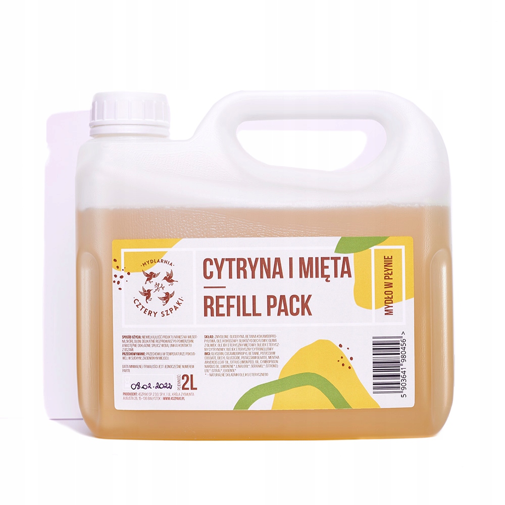 Mydło w płynie Cytryna i Mięta refill Cztery Szpaki 2000 ml