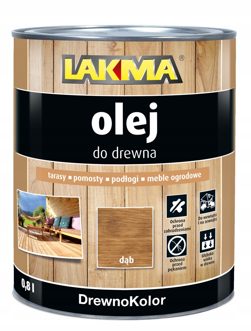 Lakma Olej do Drewna Tarasów Podłóg Mebli Ochronny Dąb 2,5L
