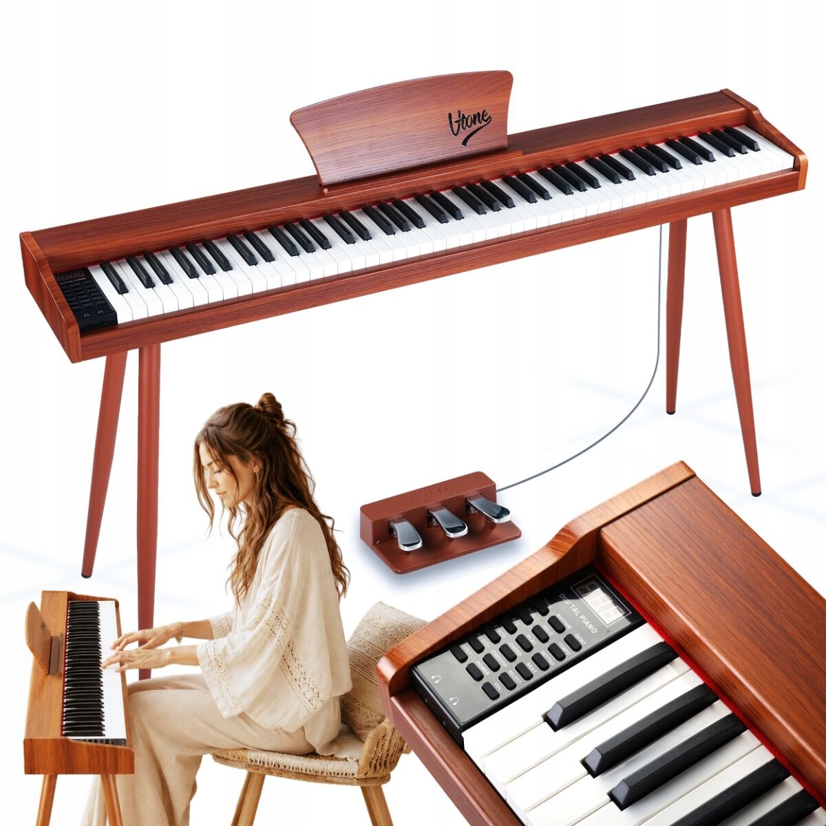Digitální Piano Pro Výuku Hry 88 Plnohodnotných Kláves Bluetooth MIDI