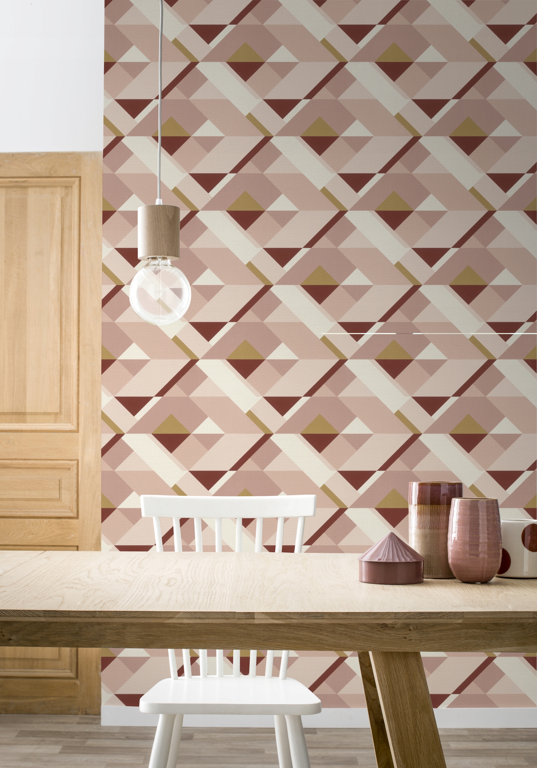 TAPETA WZÓR GEOMETRYCZNY TRÓJKATY ROMBY RASCH Rodzaj winylowa na flizelinie