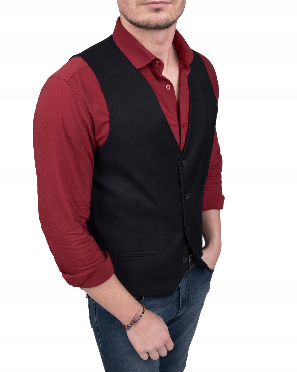 KAMIZELKA MĘSKA ELEGANCKA WIZYTOWA CZARNA 50 pl Rozmiar 50