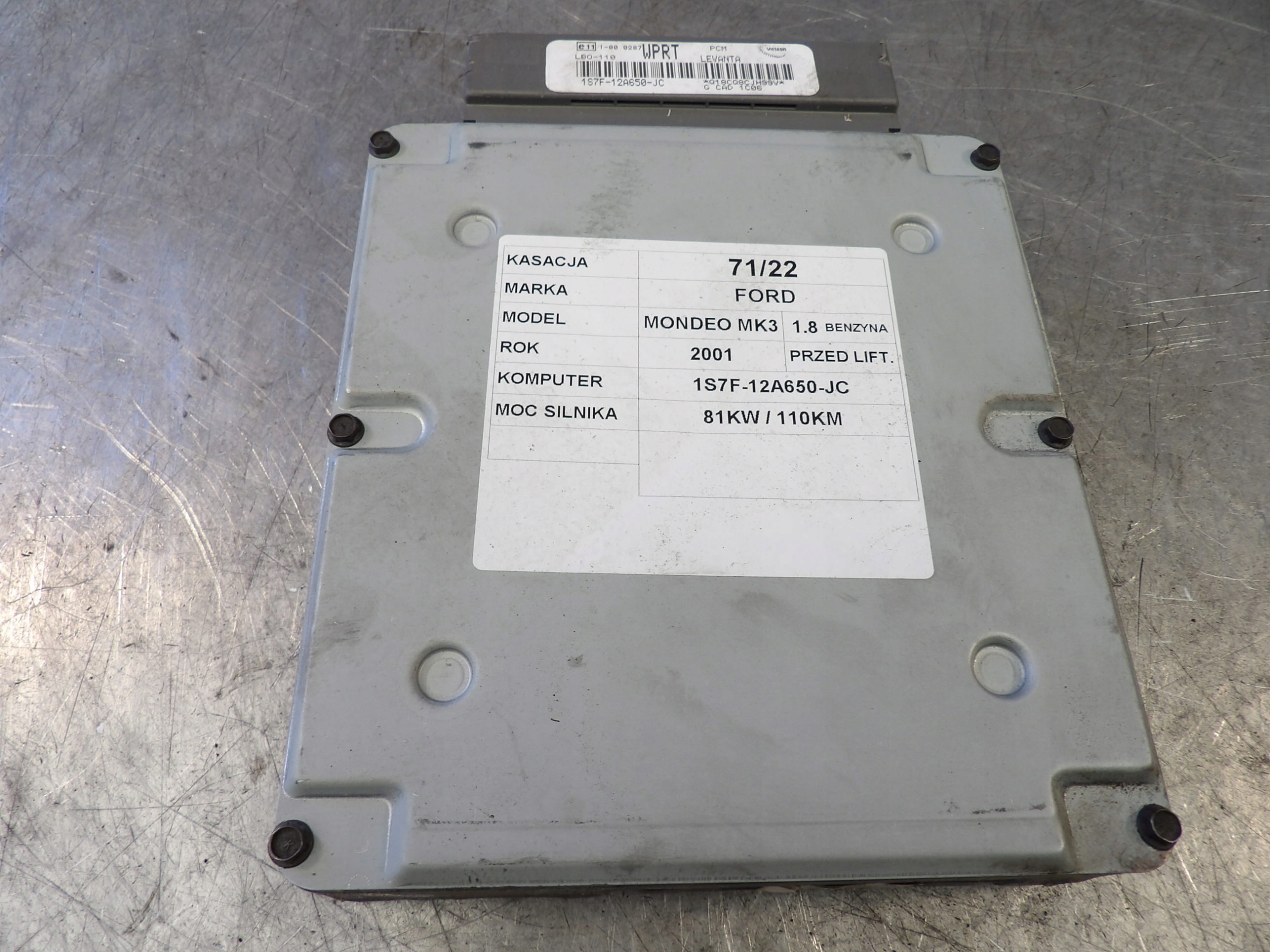 COMPUTER FORD MONDEO MK3 1,8B 1S7F12A650JC