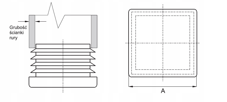ZAŚLEPKA CZARNA 35X35 KWADRATOWA 2SZT Długość 0.03 m