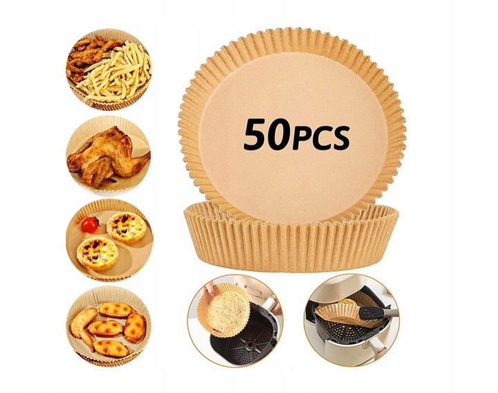 PAPIER DO PIECZENIA DO FRYTKOWNICY POWIETRZNEJ WKŁADKI 50szt AIR FRYER 20cm