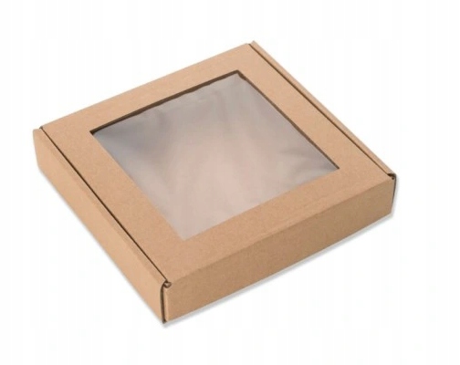 

Ozdobne ekologiczne pudełko z okienkiem 15x15x5 cm