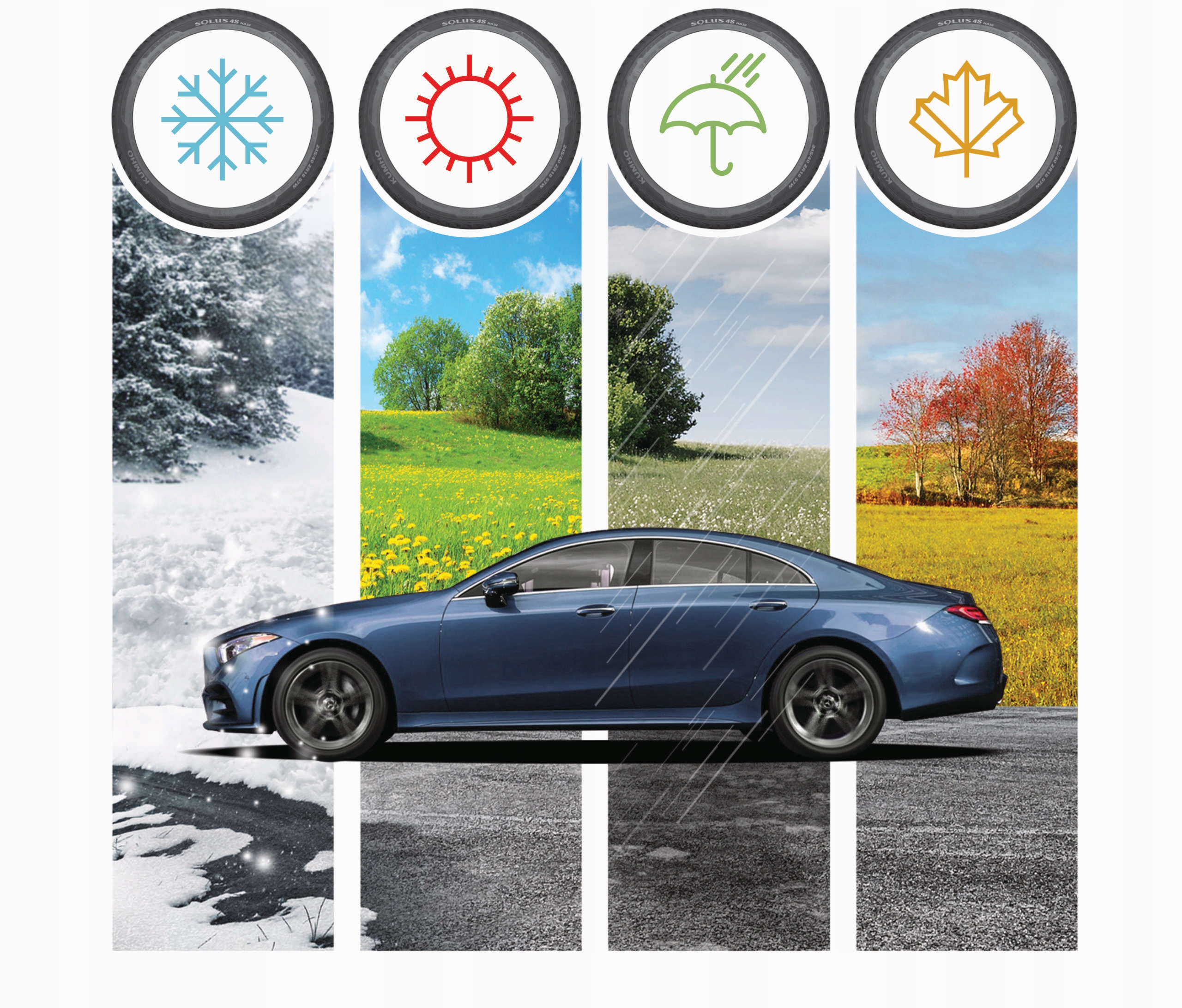 4x Opony całoroczne 245/40R18 97Y Solus 4S HA32 KUMHO 2023 Szerokość opony 245 mm