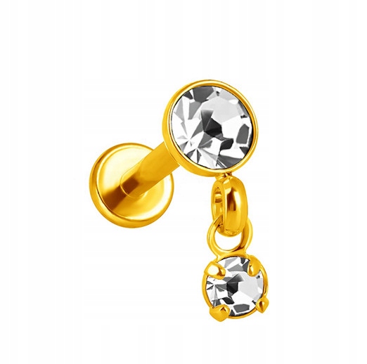 

Labret złoty ozdobny z cyrkonią helix lobe 1,2/6