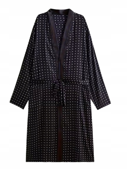 Velký Župan Plus Size Elegantní Tenký Černý Župan 5XL