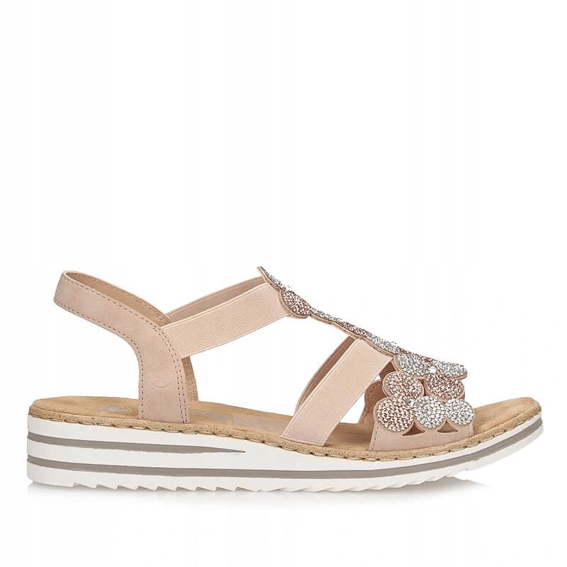 Dámské sandály Rieker V0613-90 růžové s nazouvacími podpatky