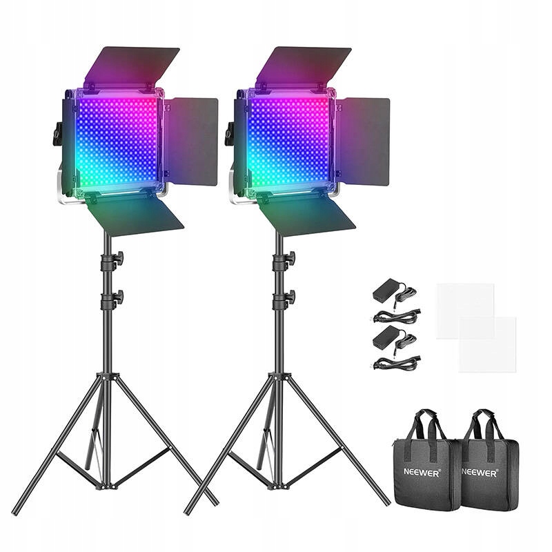 NEEWER ZESTAW STUDYJNY FOTOGRAFICZNY DWIE LAMPY 50W LED RGB STATYWY WROTA
