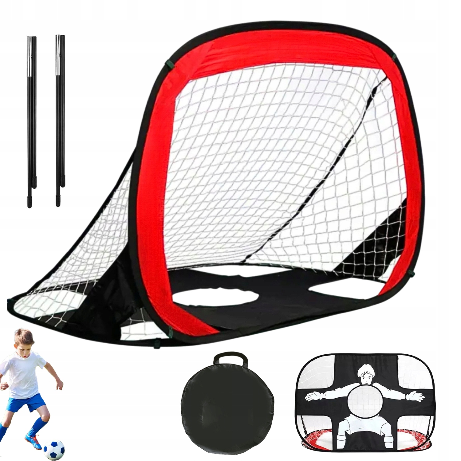 Bramka Piłkarska Przenośna Samorozkładająca Pop-up 120X75X75CM 2W1