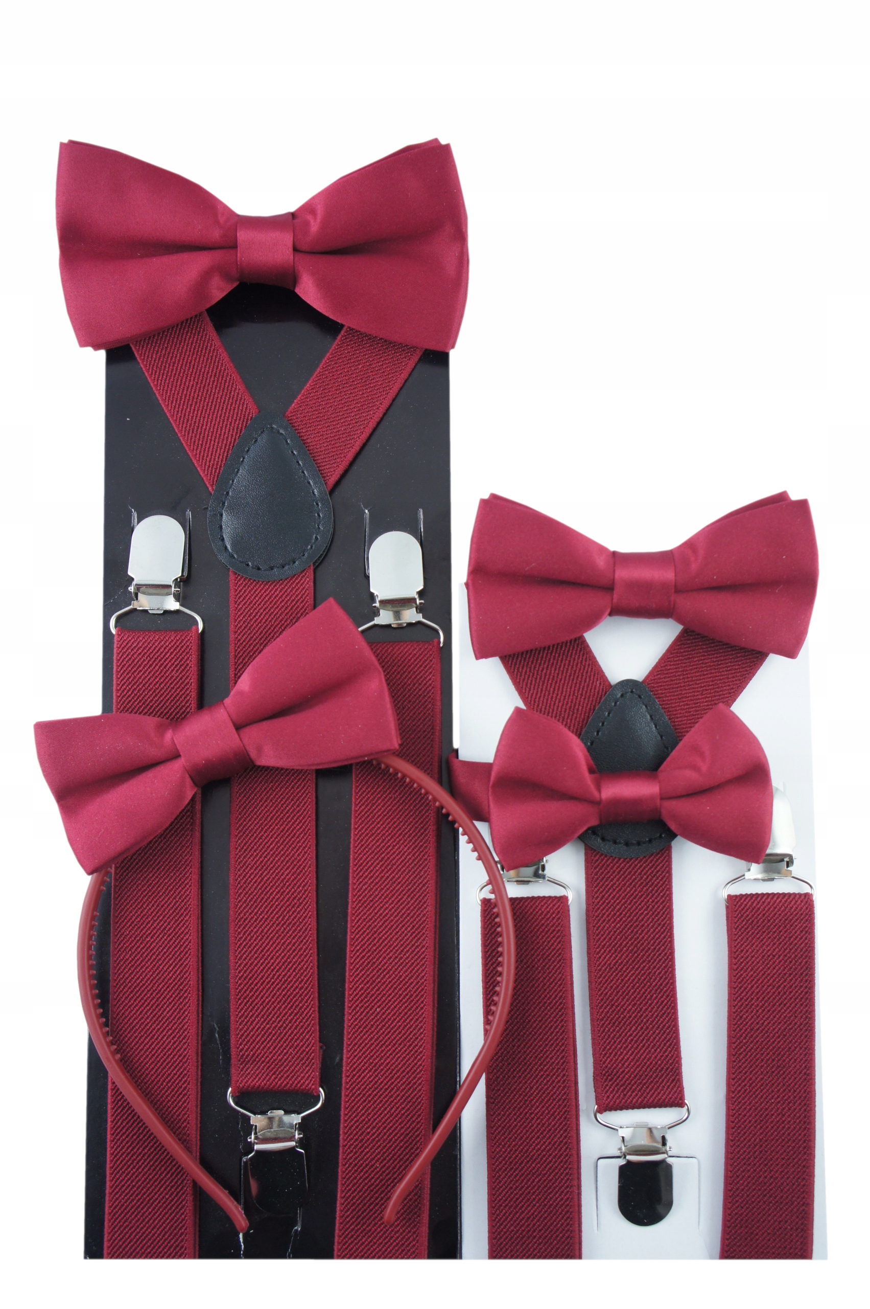 Szelki do spodni dla dziecka przedszkolaka BORDOWE gładkie regulowane 1-8l Kolor czerwony