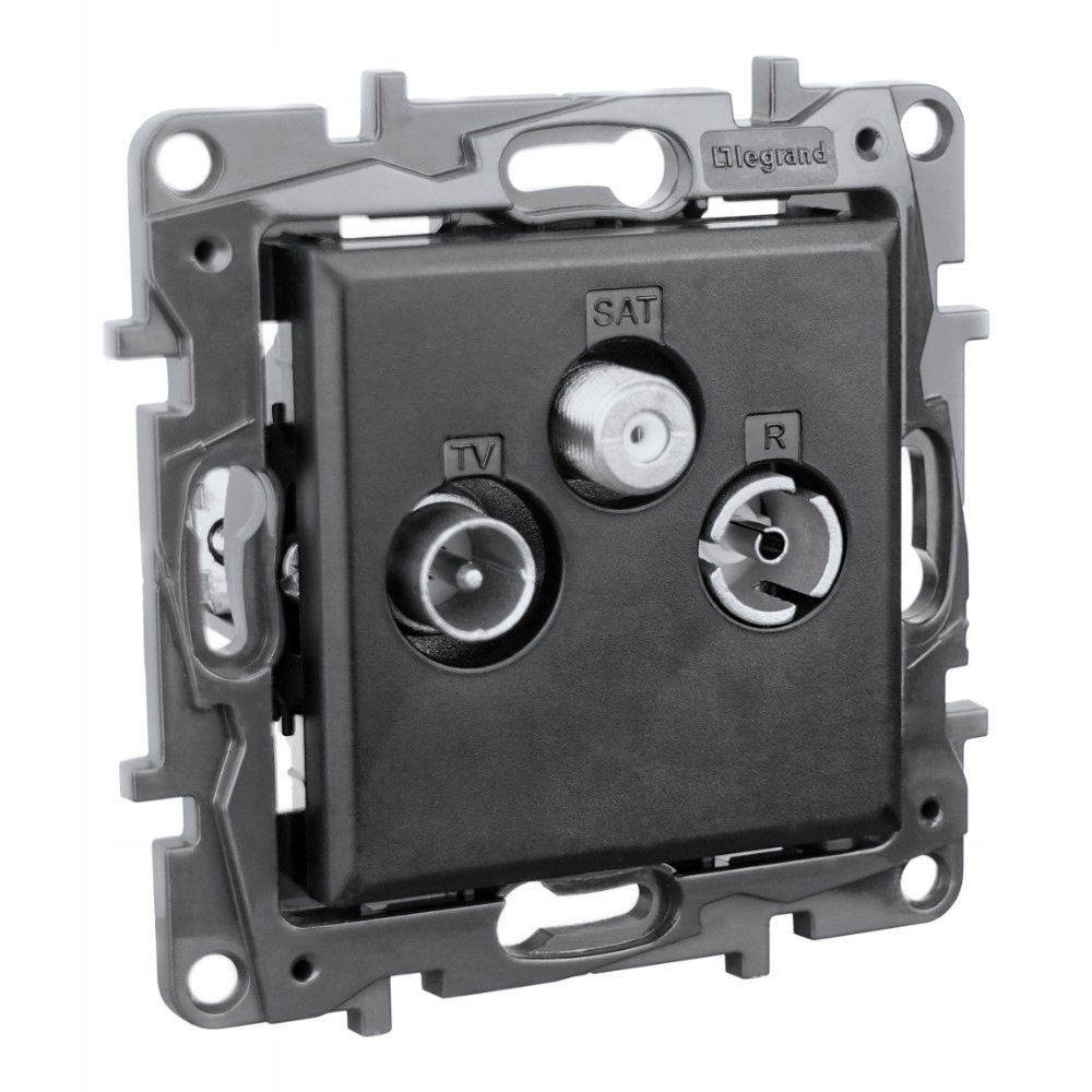 Průchozí zásuvka Tv-r-sat černá 14 dB NiloeStep