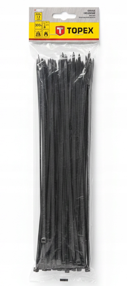 Opaski zaciskowe 3.6 x 300 mm, 100 szt., czarne 44E973 Topex