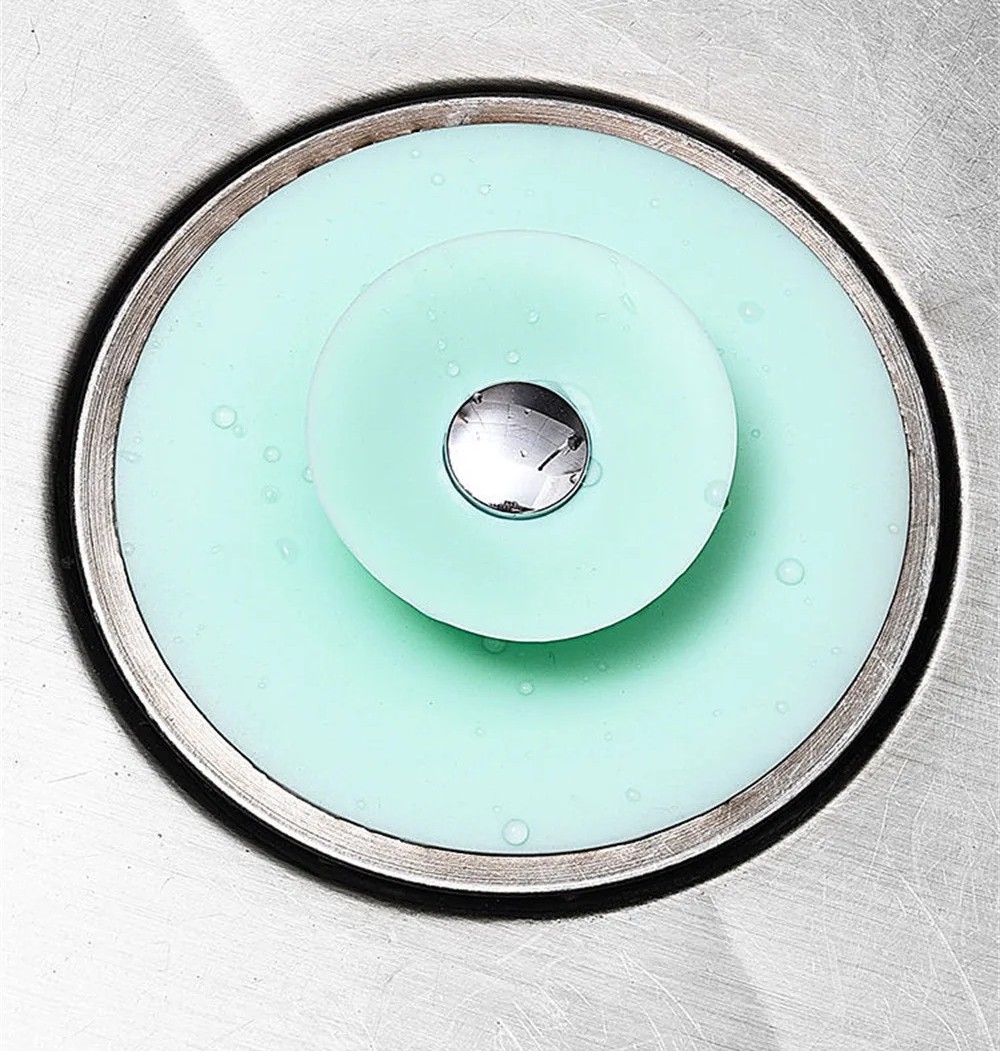 KOREK Z SITKIEM DO ZLEWU UMYWALKI WANNY SILIKONOWY ZAMYKANY SITKO Średnica 100 mm