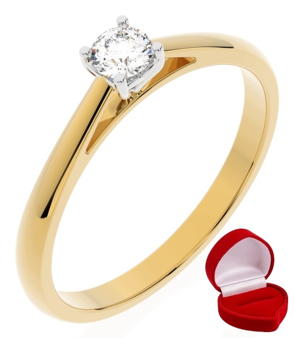 Zlatý Prstýnek 585 14k Diamant Brylant 0,14 ct R13