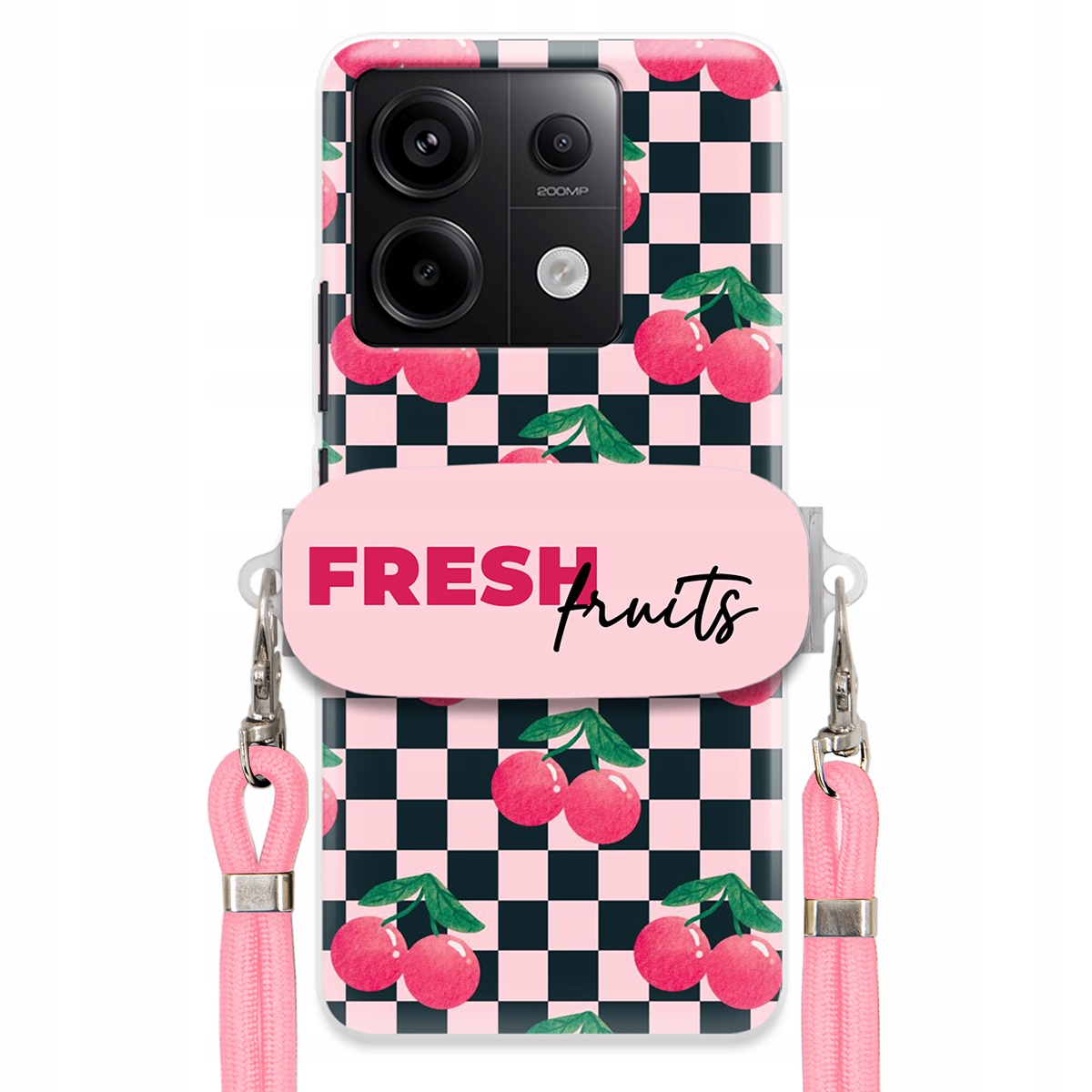 Pouzdro pro Xiaomi Redmi Note 13 Pro 5G Růžové vodítko Držák Fresh Fruits Módní