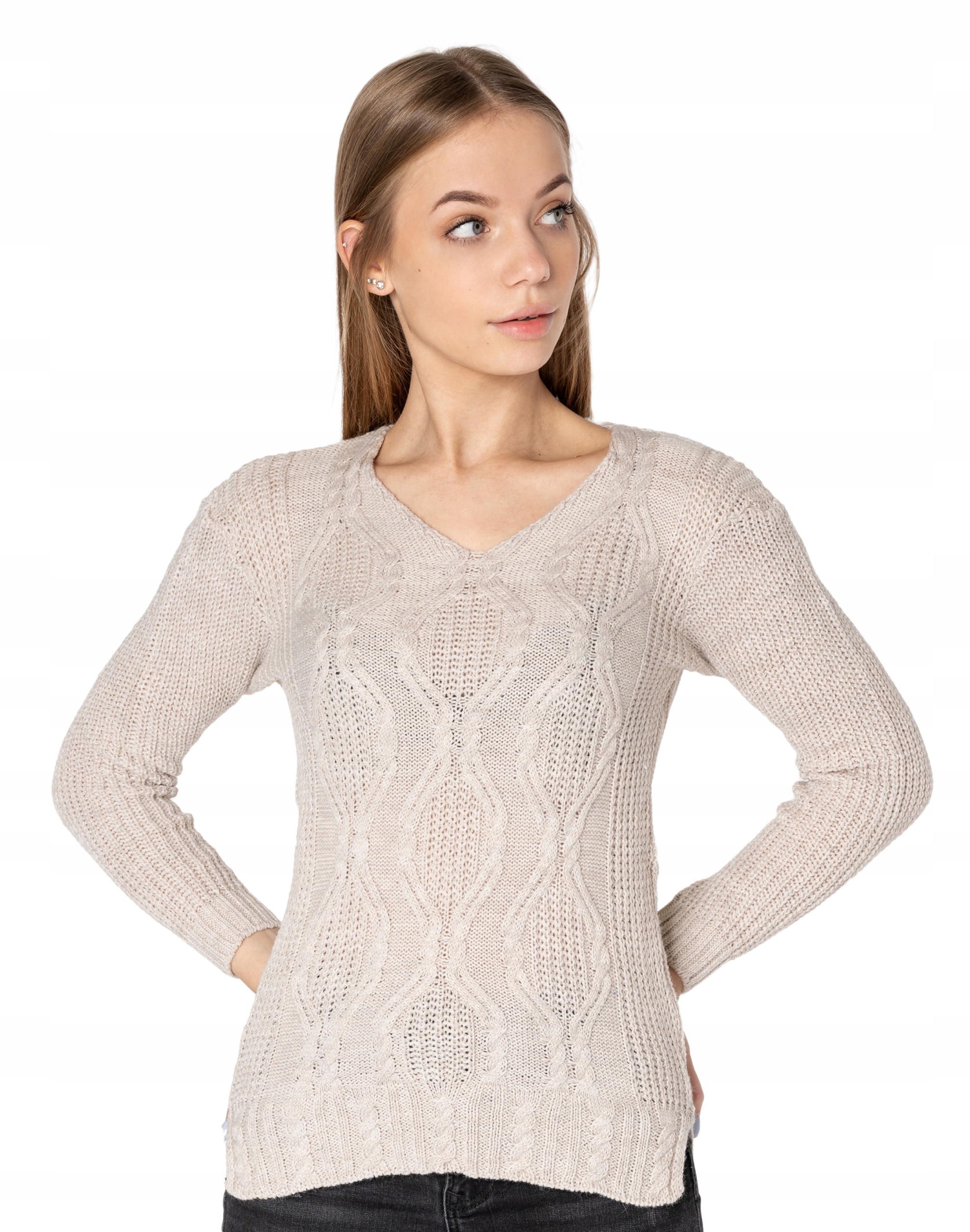 

Lekki Sweterek Damski Sweter Serek SD03-05 beżowy