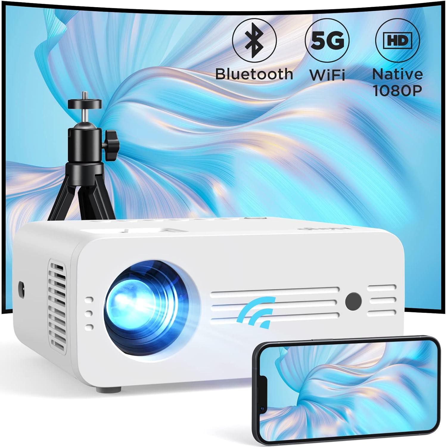 Projektor Akiyo O7 Full Hd 1080p WiFi 5G Bluetooth Hdmi Usb Statyw