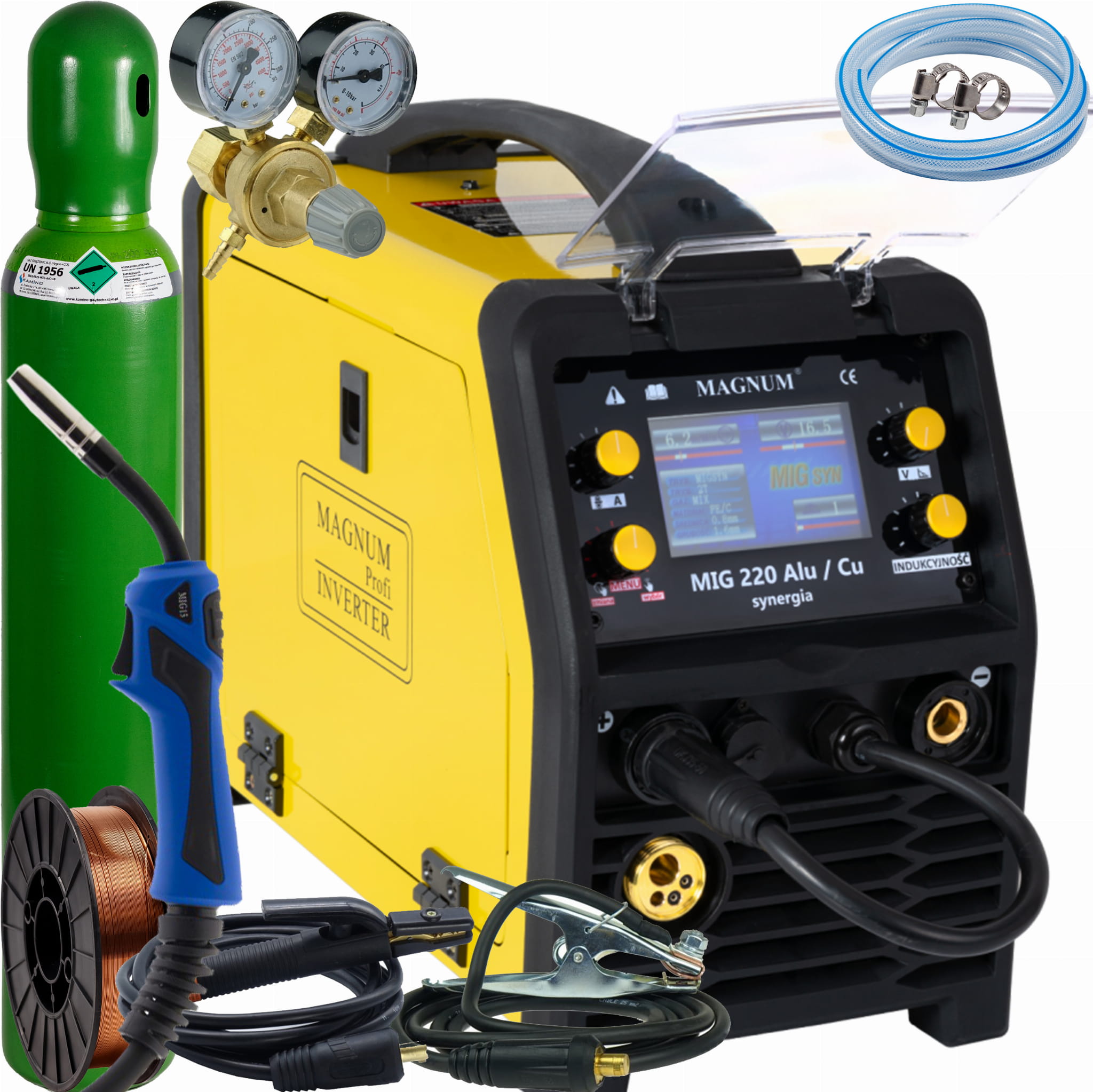Spawarka Migomat Magnum 200a 220 Alu Cu synergia spawalniczy zestaw 3 230V