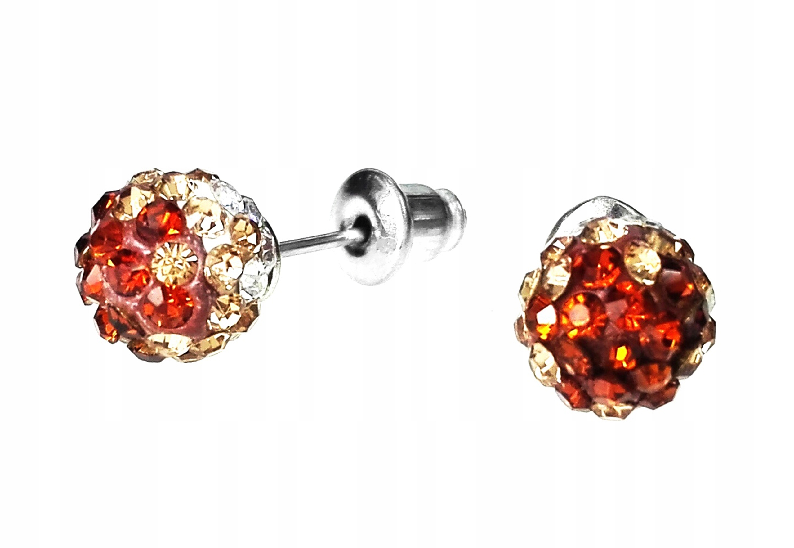 

K287-41 Kolczyki kule shamballa 8 mm brązowy