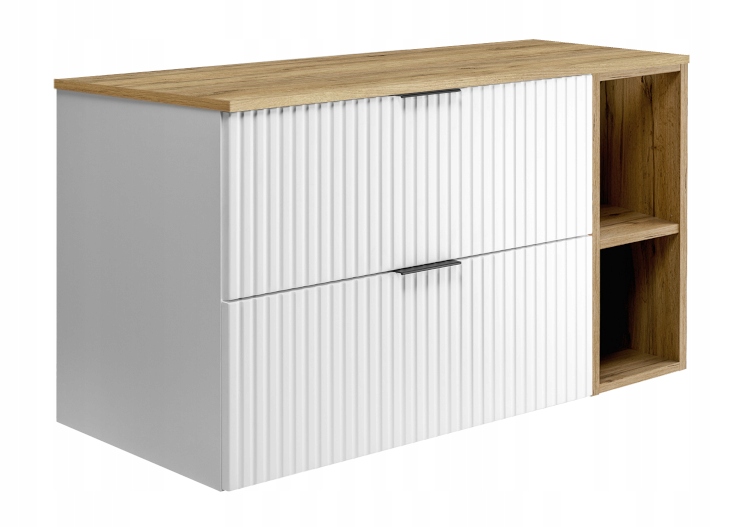 Szafka Łazienkowa pod Umywalkę Wisząca 100 Biała RYFLOWANE fronty MDF BLAT!