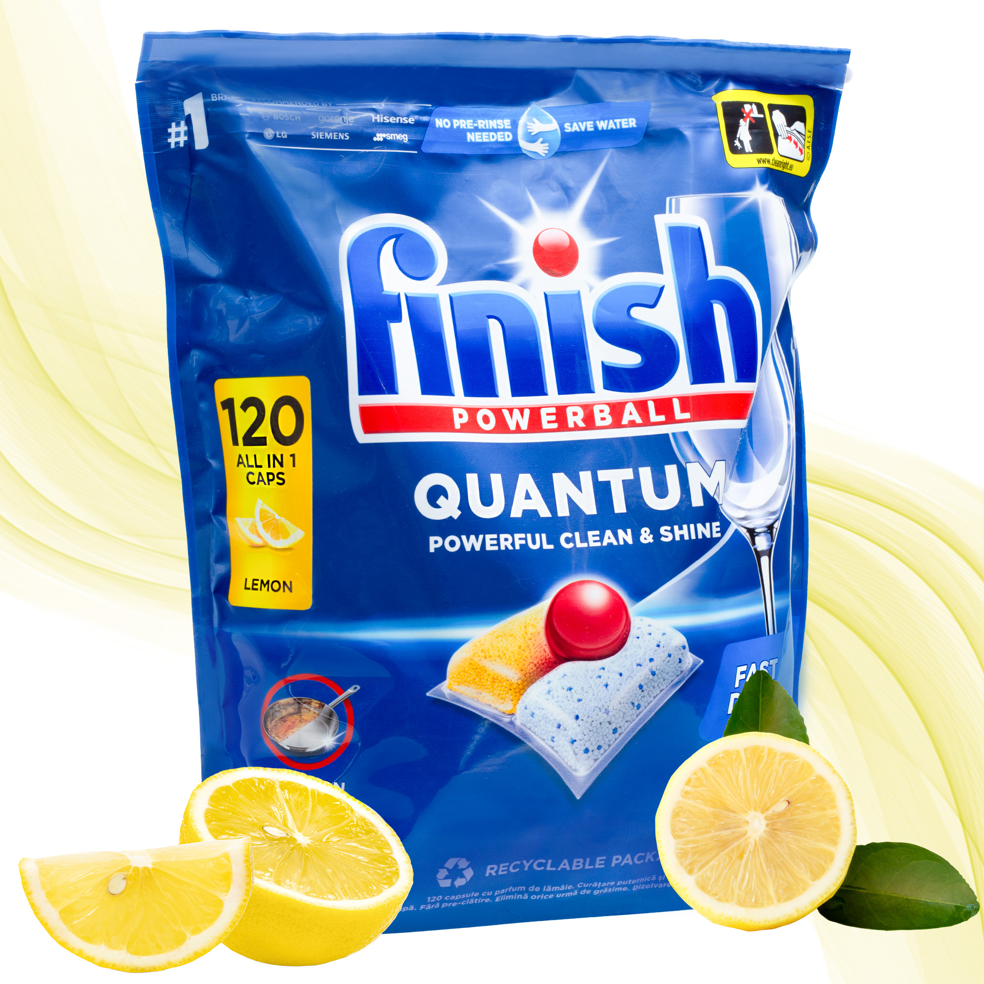 Levně Kapsle do myčky nádobí Finish Quantum All in1 Tabletky Lemon 120 Ks