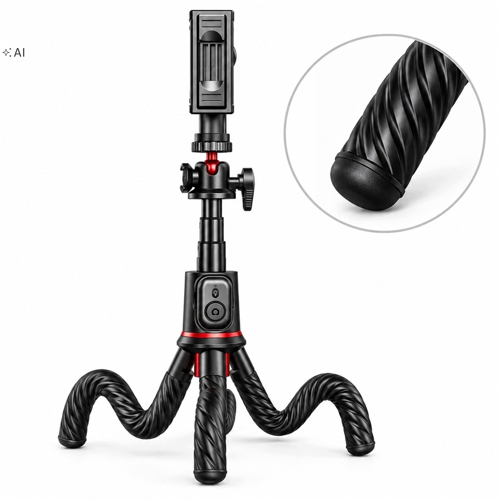 Flexibilní Selfie Tyč Stativ Pro Telefon Tripod Dálkové Ovládání Bluetooth