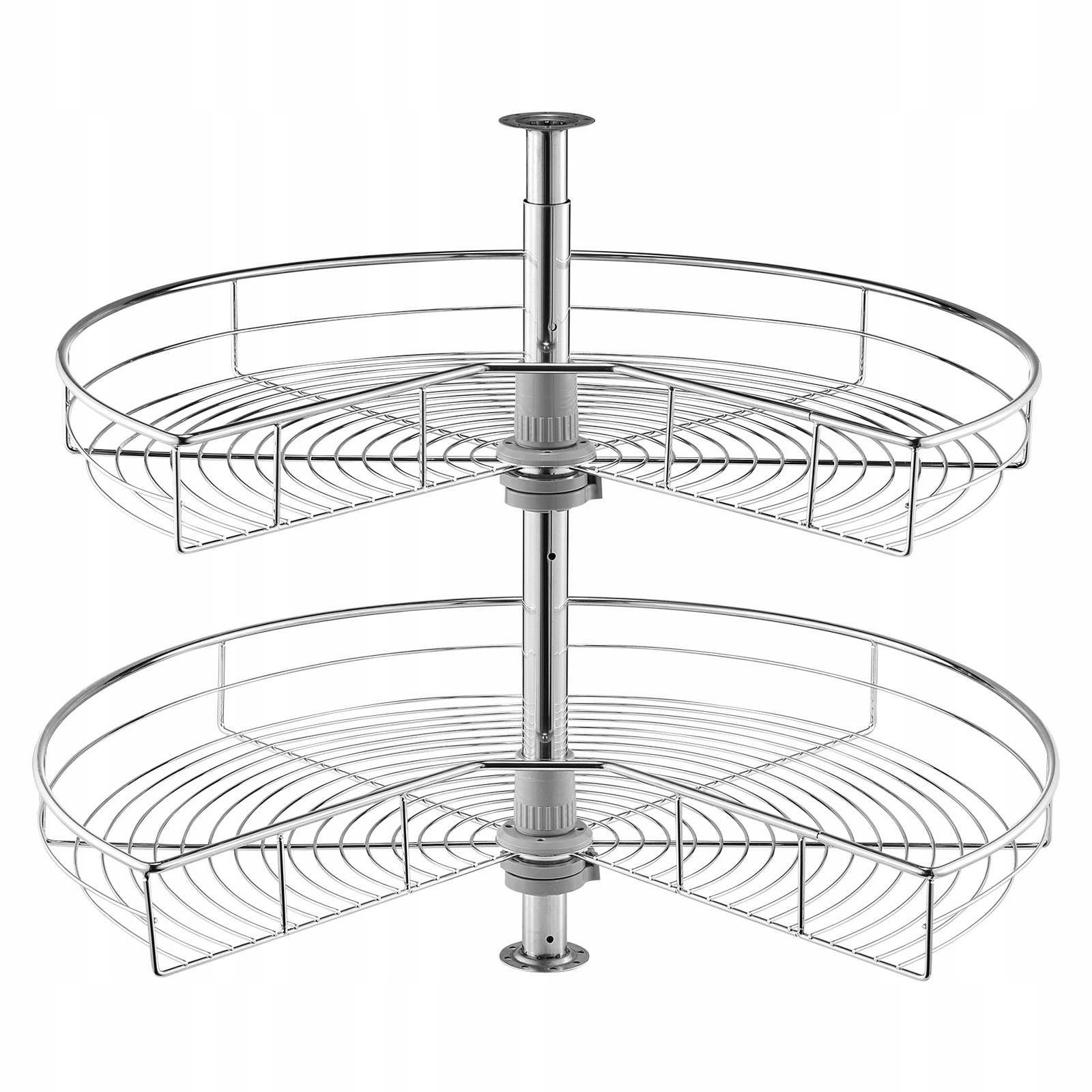 Rohová police do skříně 2 úrovně 72 cm otočný koš chrom