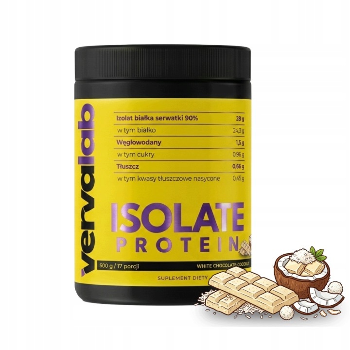 Vervalab Isolate Protein 500 G bílá čokoláda kokos Wpi izolát