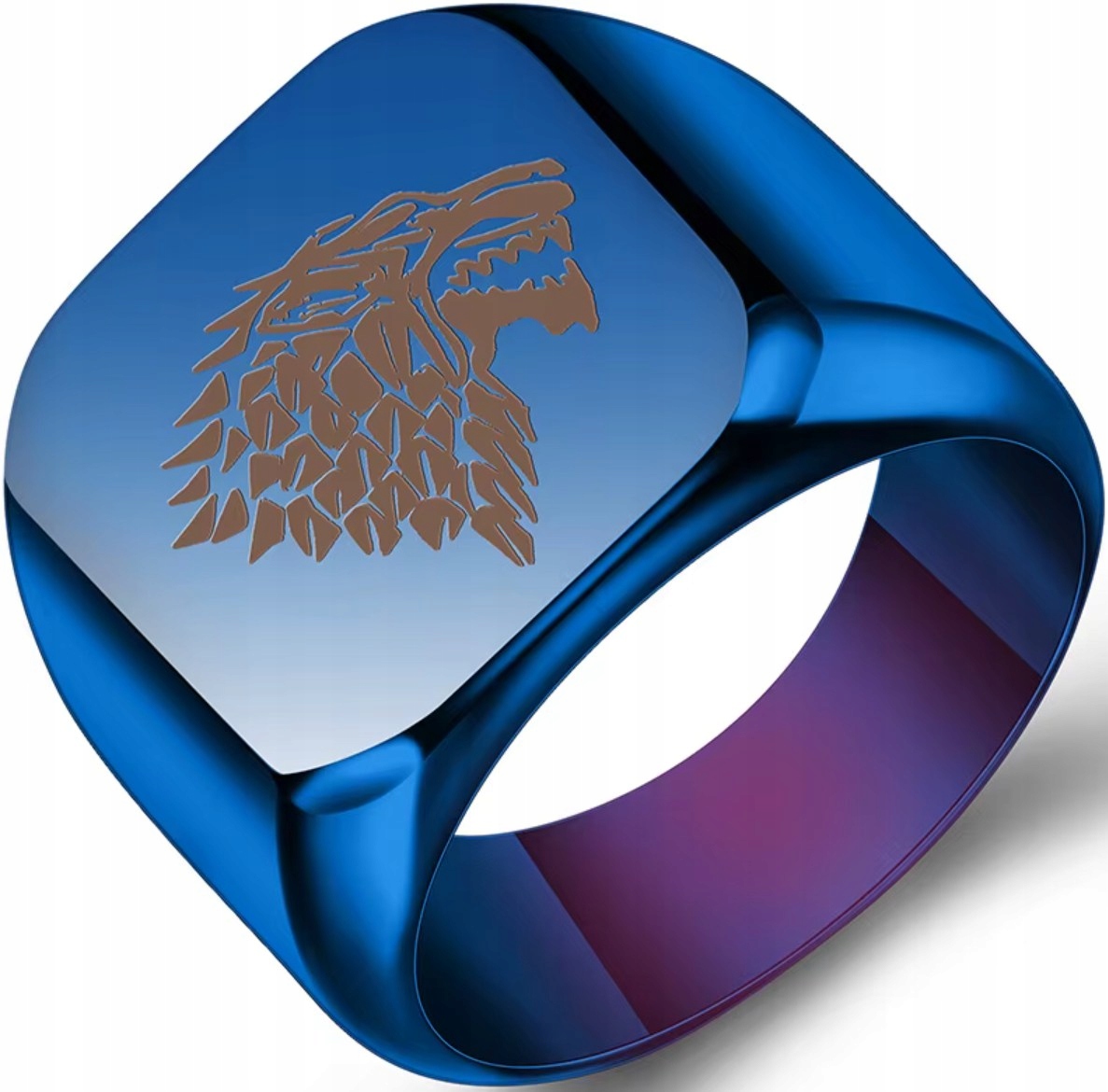 Modrý Sygnet Vlk Wolf Zaklínač Luxusní Elegantní Ocel