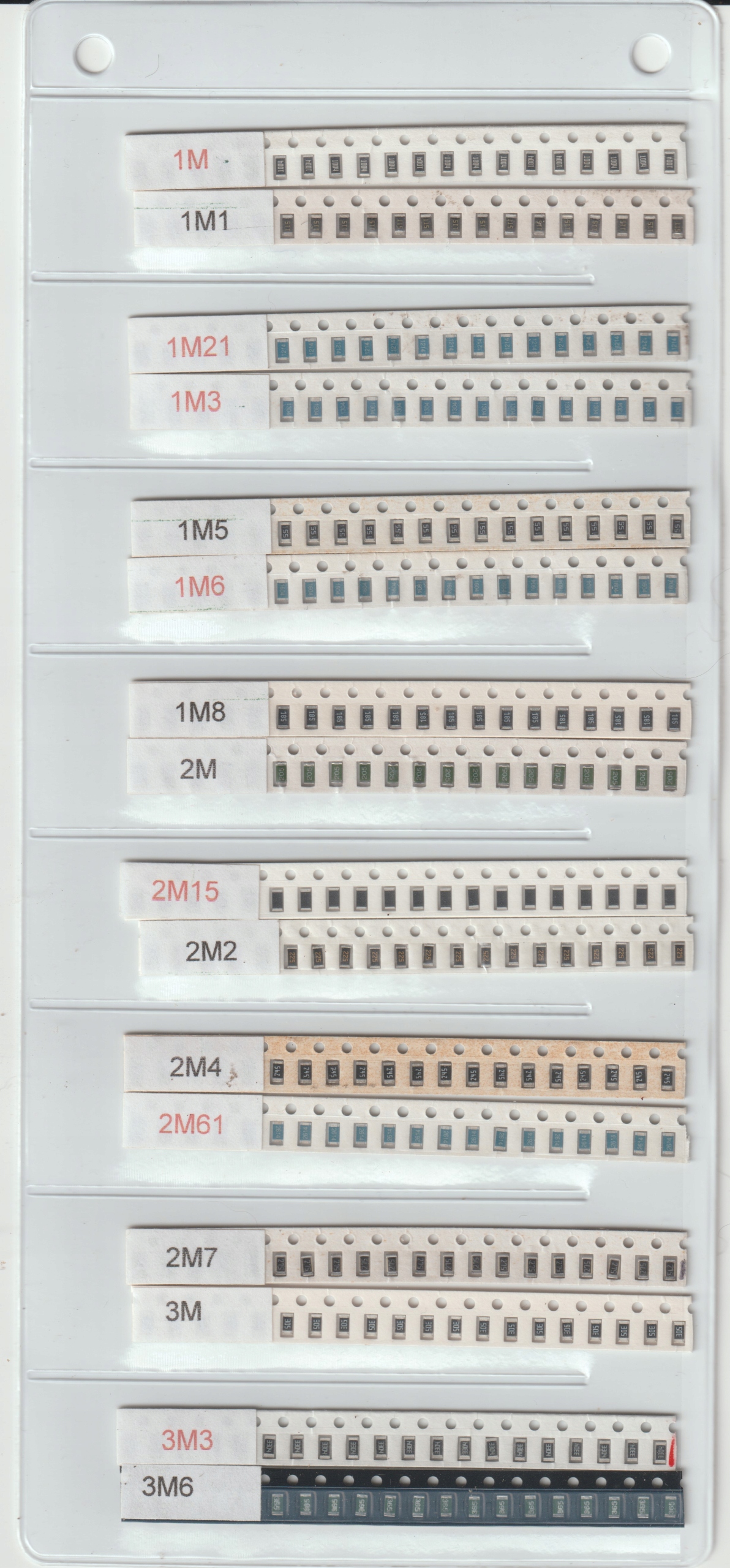 [560szt] Zestaw Rezystorów Smd 1206 1M-10M Szereg E-24 3
