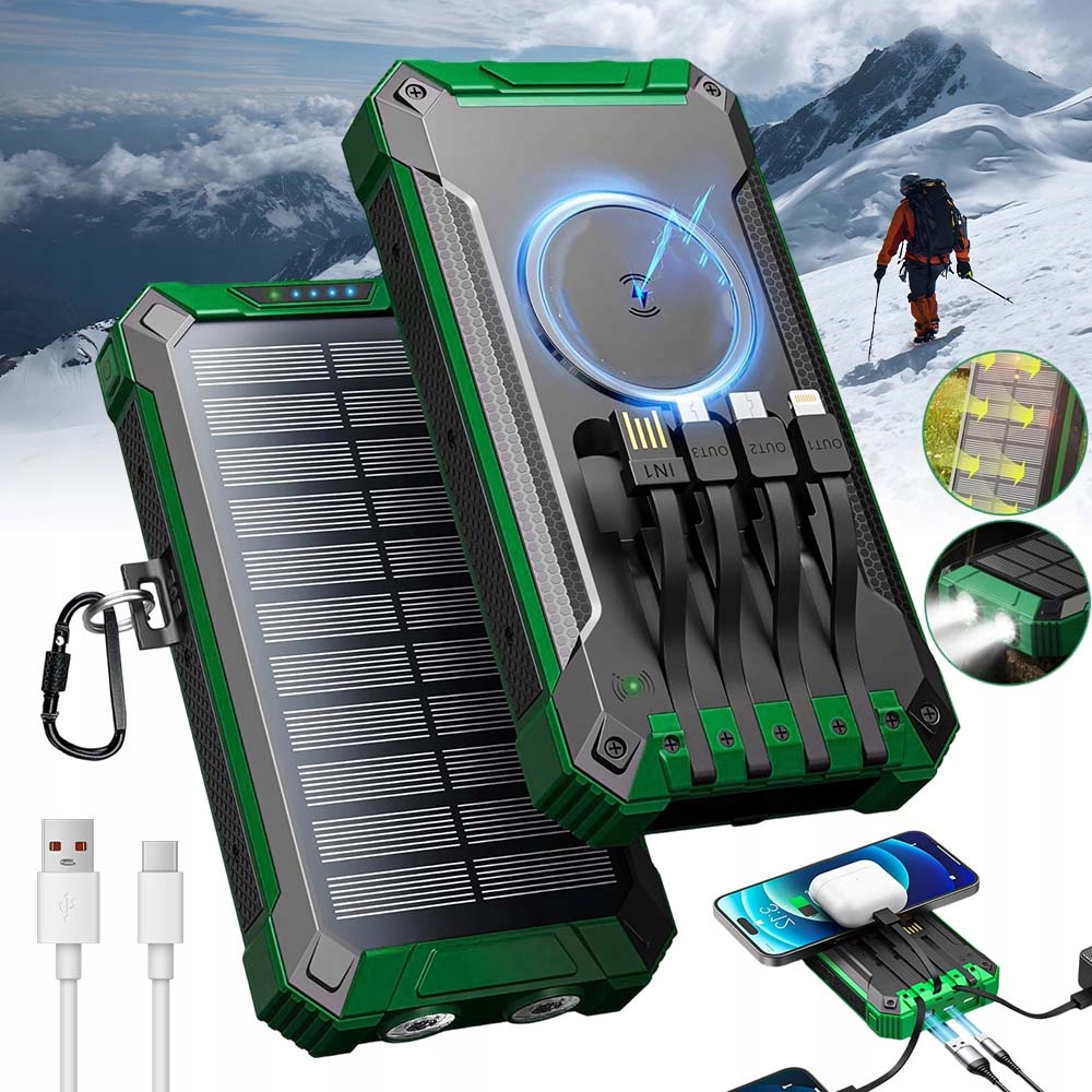 Powerbank Solarny Ładowarka Solarna 26800MAH Latarka Power Bank Pojemny