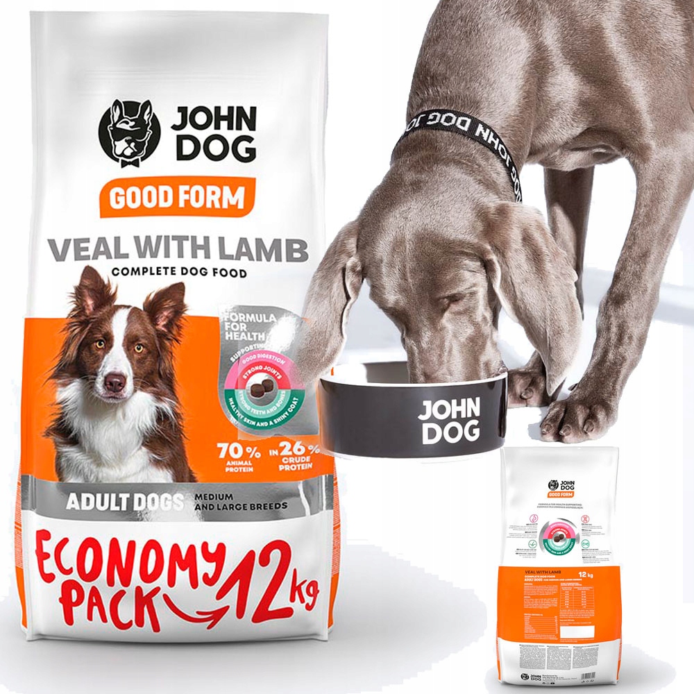 Levně John Dog Telecí S Jehněčím Masem 12 Kg Veal S Lamb Středními Velkými Plemeny