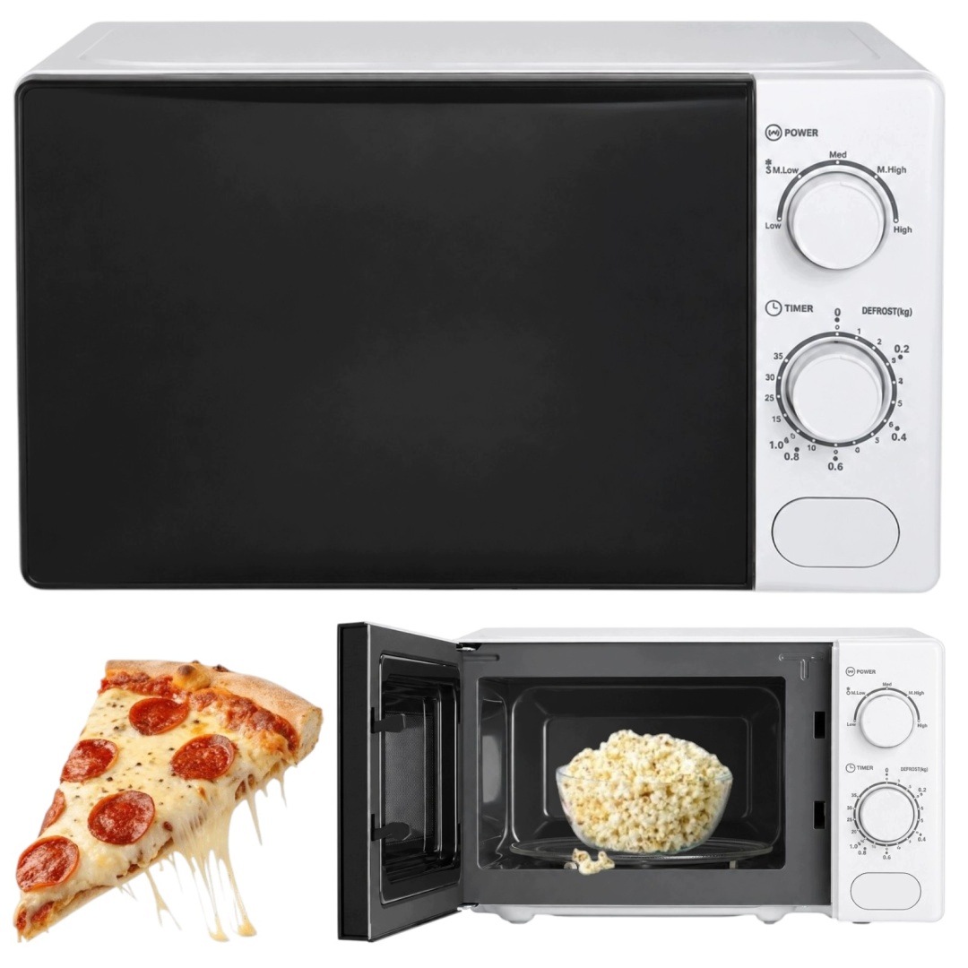 Kuchenka Mikrofalowa Mikrofalówka Biała 20L 1050W Timer Rozmrażanie 5 Mocy